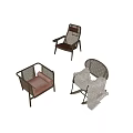 Stylish Modern Leisure Chairs With Wicker Details Metal Frame And Soft Cushions