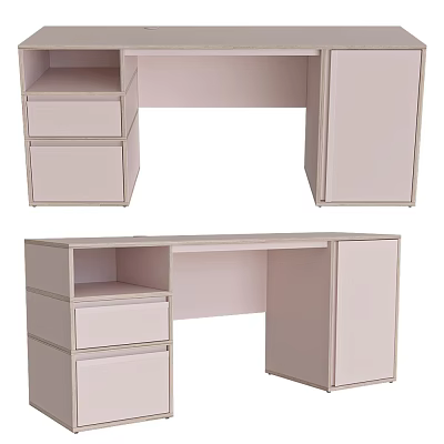 Modern Simple Desk With Drawers And Storage Cabinets For Home Office Use 3d model