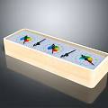 Wooden Rectangular Box With Three Colorful Circular Educational Devices And Pointers