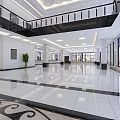 Modern Spacious Lobby Front Desk Reception With Marble Counter Intricate Floor Pattern And Elegant Ceiling