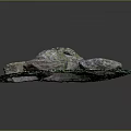 Rustic Wood and Stone Decorative Display With Green Moss Covered Base and Stones