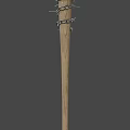 Spiked Wooden Bat Weapon With Metal Barbed Wire And Sharp Spikes