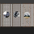 New Chinese Style Screen Flower Lattice Wooden Screen Wooden Hallway Partition Hollow Wooden Partition 3d model