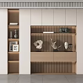 Modern Minimalist Bookcase With Light Wood Shelves White Cabinets And Decorative Items