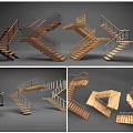 Various Modern Staircase Designs With Wooden Steps And Glass Railings