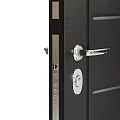Modern Black Swing Door Featuring Metal Handle Secure Lock And Sleek Design 3d model