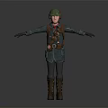 3D Rendered Military Character Wearing Green Helmet Dark Uniform Belt Backpack And Boots Arms Outstretched