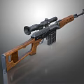 Classic Bolt Action Rifle With Wooden Stock Telescopic Sight And Magazine