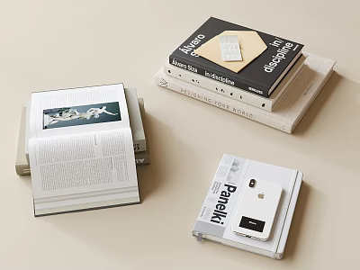 Open Book and Stacked Magazines in Stylish Reading Materials Collection 3d model