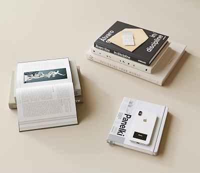 Open Book and Stacked Magazines in Stylish Reading Materials Collection 3d model