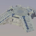Traditional Stone Octagonal Architectural Structure With Multi Directional Steps And Railings