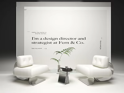 Leisure Sofa Set With White Upholstery Silver Metal Frame Coffee Table And Potted Plant 3d model