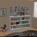 White Kids Bookshelf With Colorful Books Storage Boxes And Wall Pegboard Decorations