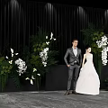Elegant Wedding Floral Installation With Greenery White Flowers Bride And Groom
