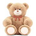 Cute Brown Teddy Bear Stuffed Toy with Red Bow Tie Soft Plush Material for Kids
