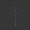 Decorative Tree Plant Sculpture With Multiple Branches And Star Shaped Tops On Root Like Base