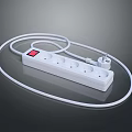 White Power Strip With Multiple Outlets Red Indicator Light And Long Cord 3d model