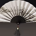 Decorative Fan Pendants with Traditional Landscape Painting Designs and Tassels