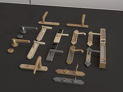Different Types Of Stylish Door Handles With Modern And Classic Designs 3d model