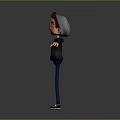 Game Movie Character With Red Brown Hair Black Shirt And Blue Pants Arms Outstretched 3d model