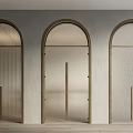 Modern Arched Doors Interior With Wooden Frames Textured Wall And Light Flooring 3d model