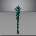 Turquoise Fantasy Weapon with Pointed Tip Ornate Design and Enchanted Details