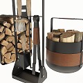 fireplace fireplace accessories fireplace minimalist metal firewood 3d model