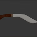 Curved Knife 3D Model With Silver Blade And Brown Handle
