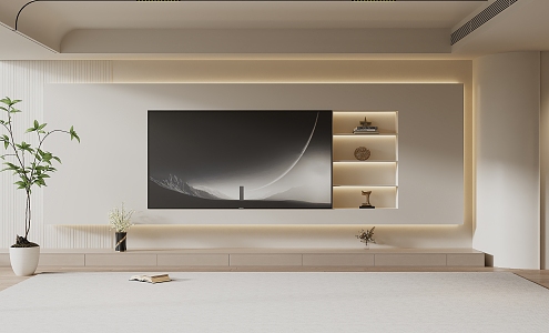 Modern TV Background Wall Cream Wind TV Background Wall TV 3d model