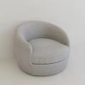Gray Round Single Sofa With Upholstered Fabric And Armrest Design 3d model