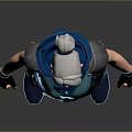 3D Character Model With Blue Top Black Pants White Headscarf Wrist Guards And Blue Shoes
