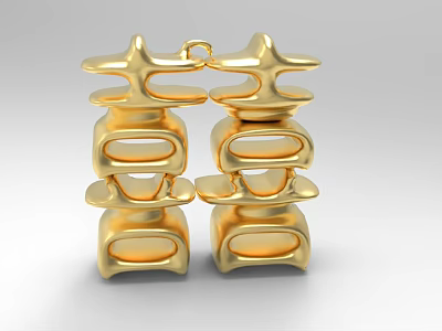 Golden Symmetrical Decorative Ornament Set With Stacked Geometric Modern Design 3d model