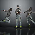 Men's Tactical Clothing With Black Masks Gray Tops Blue Jeans And Yellow Black Shoes