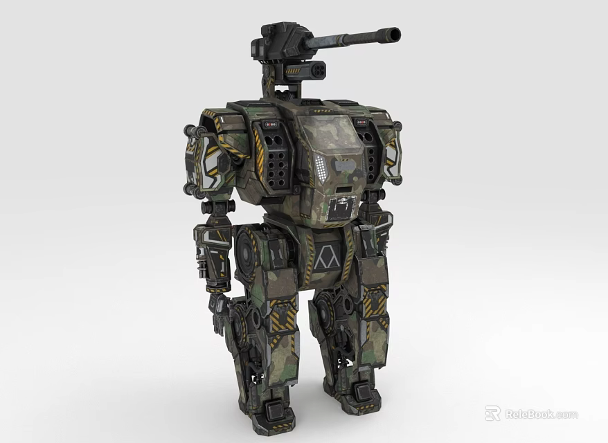 Military Industrial Robot Equipment Featuring Camouflage Paint Mechanical Structure And Weapon System 3d model 