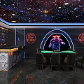 Elegant KTV Interior With Starry Sky Ceiling And Dining Tables Chairs 3d model