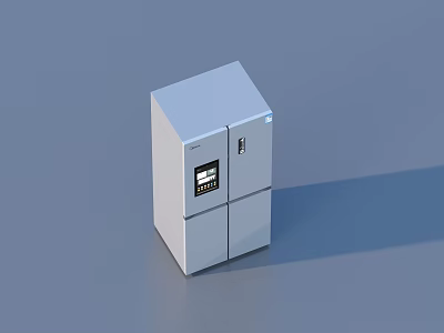 White Modern Refrigerator Freezer With Double Door And Digital 3d model