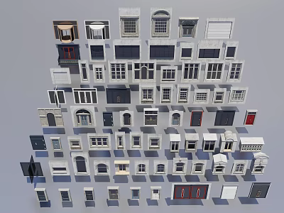 Casement Windows Featuring Various Styles Frame Designs And Glass Details 3d model