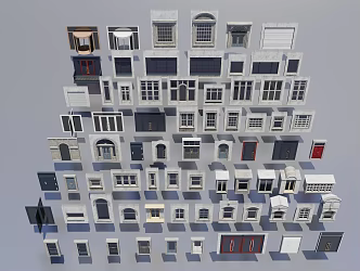 European-style door and window combination 3d model
