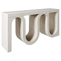 Functional Desk With Modern U Shaped Curved Legs And Light Beige Textured Surface 3d model