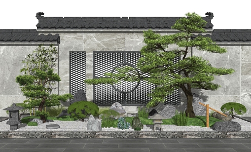 New Chinese style landscape sketch landscape sketch landscape tree landscape wall 3d model