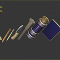 Essential Daily Living Supplies Including Pencil Sharpener Knife Caliper Thermos And Blue Notebook