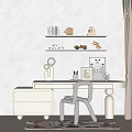 Modern Desk with Shelf MY WORLD Decor Design Chair Drawer Cabinet Cartoon Rug Table Lamp