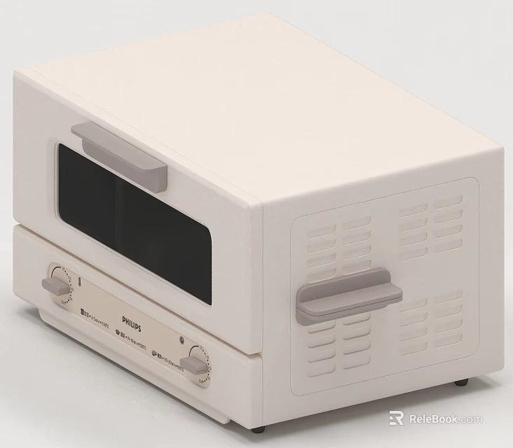 White Compact Modern Kitchen Oven With Viewing Window And Knob Controls 3d model