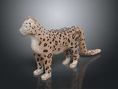 Decorative Standing Leopard Figurine With Beige Fur And Black Spots Design 3d model