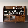 Modern Wooden Sideboard Design with Open Shelves Drawers Cabinets and Plants