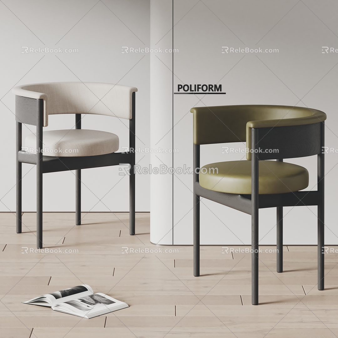 poliform Modern Dining Chair Leather Dining Chair Fabric Dining Chair 3d model