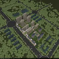 Aerial View Planning of Elegant High Rise Residential Complex With Symmetrical Layout and Central Square