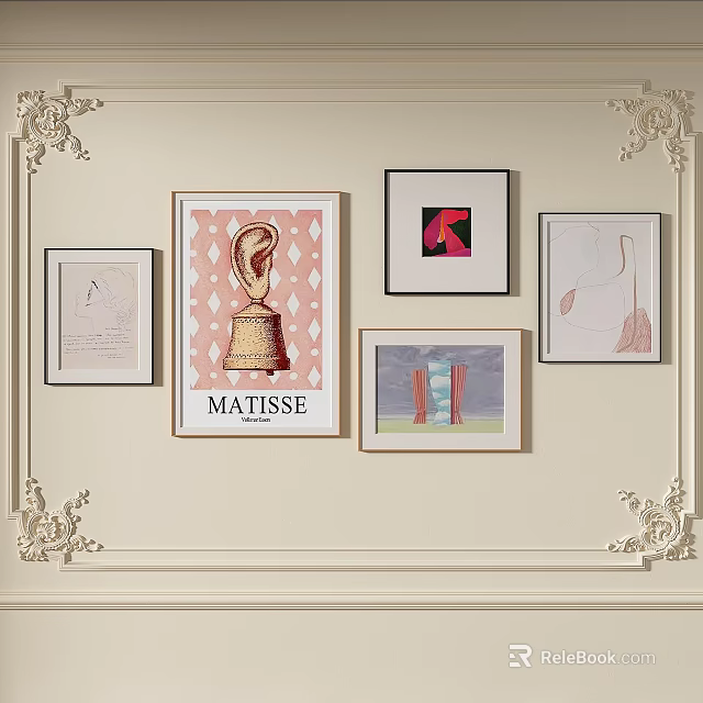 Abstract Paintings Wall Decor Featuring Matisse Artwork And Framed Pieces 3d model