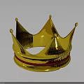 Golden Fashion Crown Accessory with Red Band Detail and Shiny Surface Reflection