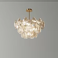 Elegant Modern White Petal Shaped Glass Chandelier With Gold Metal Frame For Interior Design